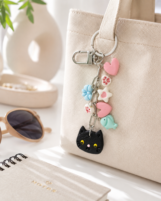 Black Cat Charm Keychain