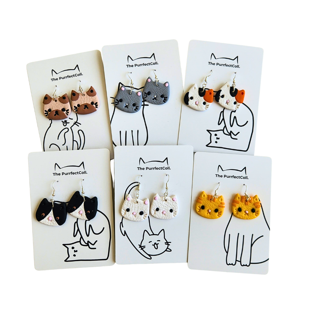 White Cat Meowmy Earrings