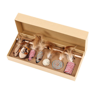 Set of 6 Cat Teaser with Stick