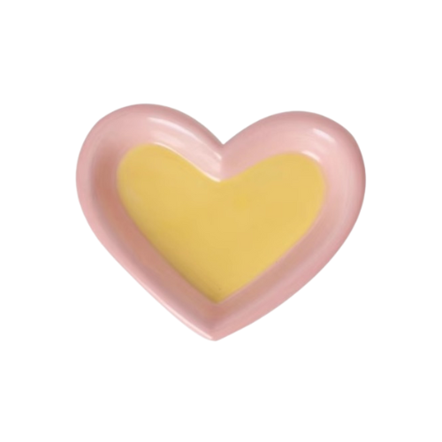 Ceramic Heart-Shaped Plate PINK/YELLOW