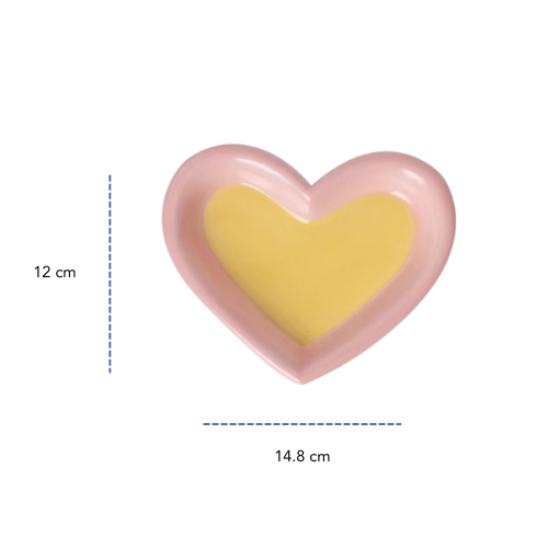Ceramic Heart-Shaped Plate PINK/YELLOW