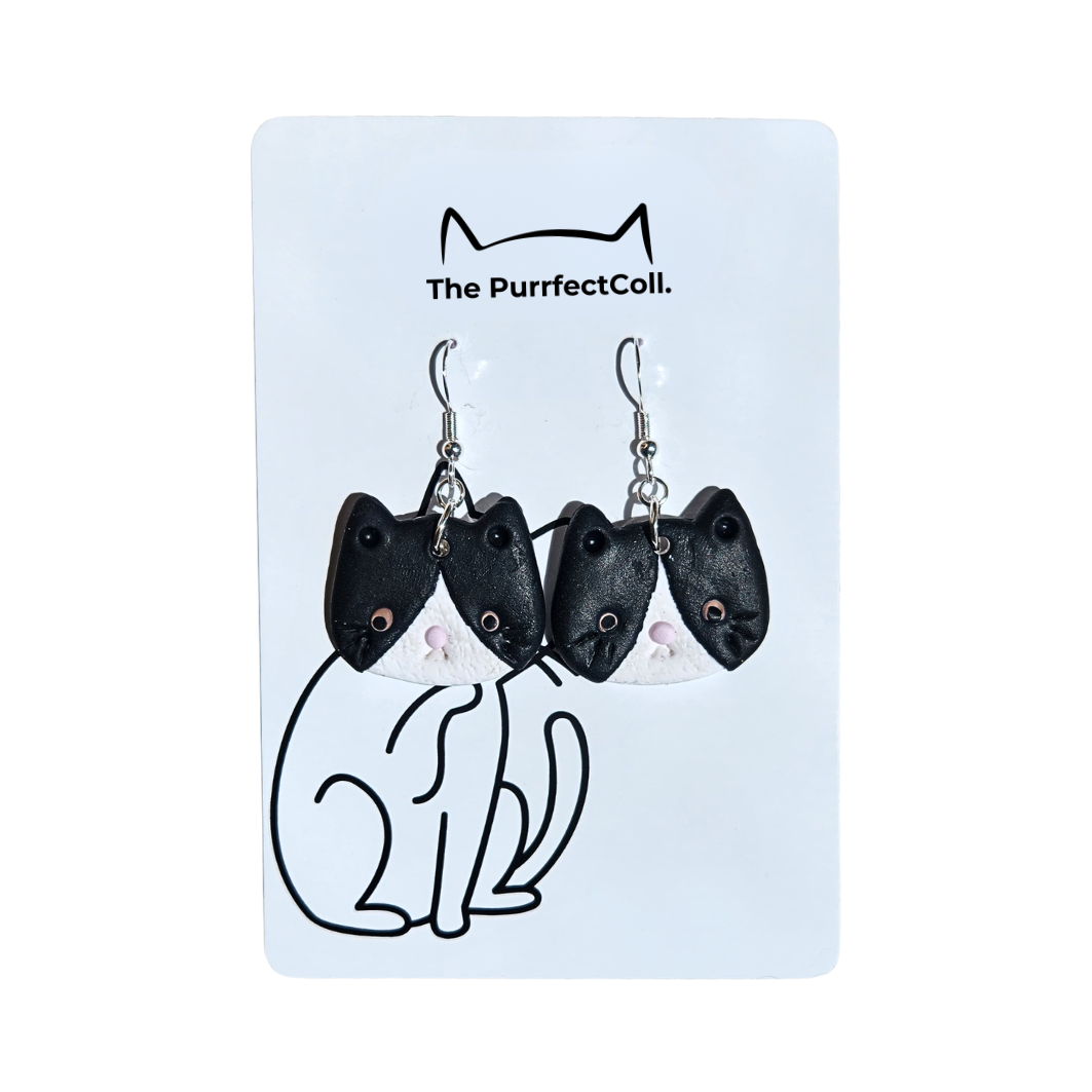 Tuxedo Cat Meowmy Earrings