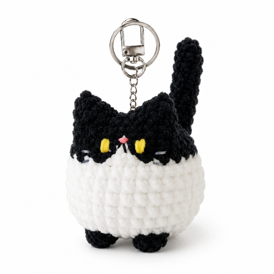 Tuxedo Cat Amigurumi Keychain (Stuffed Crochet)