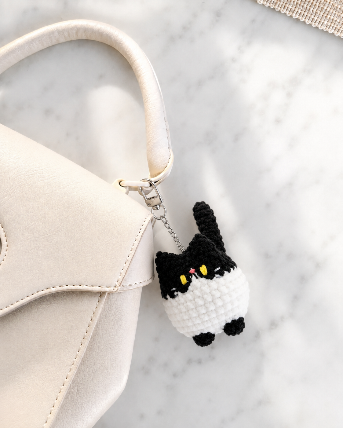 Tuxedo Cat Amigurumi Keychain (Stuffed Crochet)