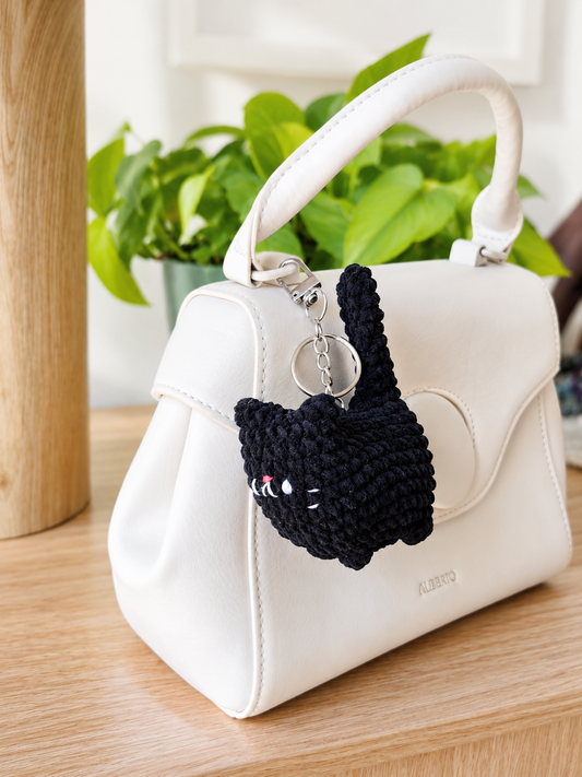 Black Cat Amigurumi Keychain (Stuffed Crochet)