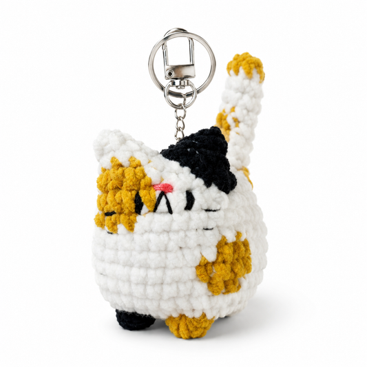 Calico Cat Amigurumi Keychain (Stuffed Crochet)