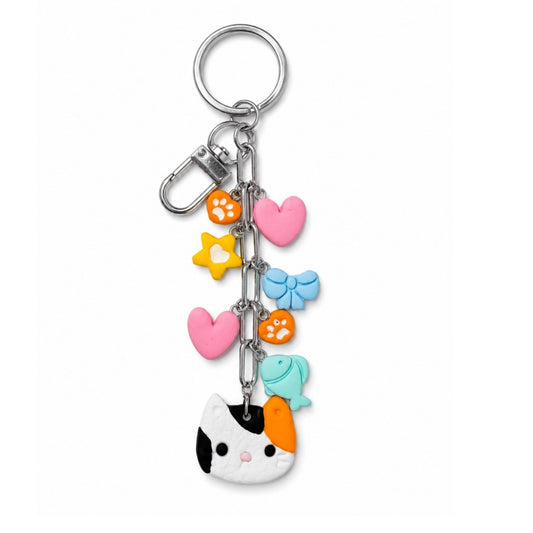 Calico Cat Charm Keychain