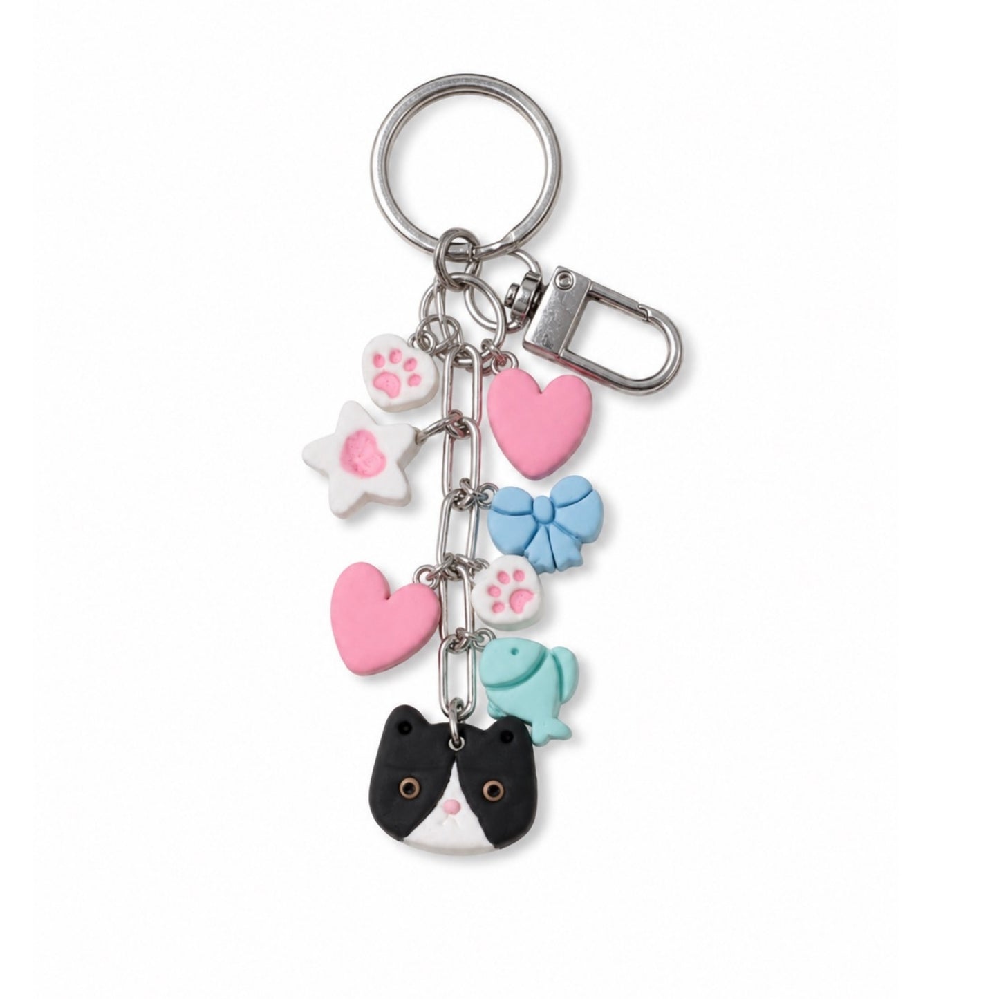 Tuxedo Cat Charm Keychain