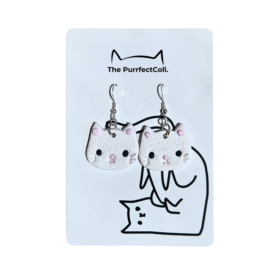 White Cat Meowmy Earrings