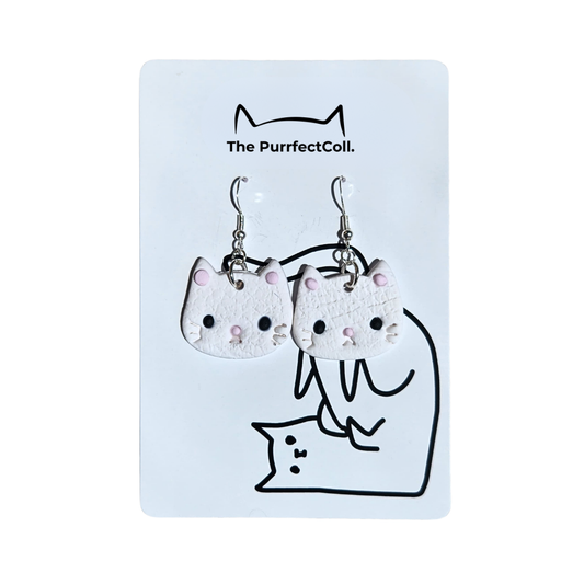 White Cat Meowmy Earrings