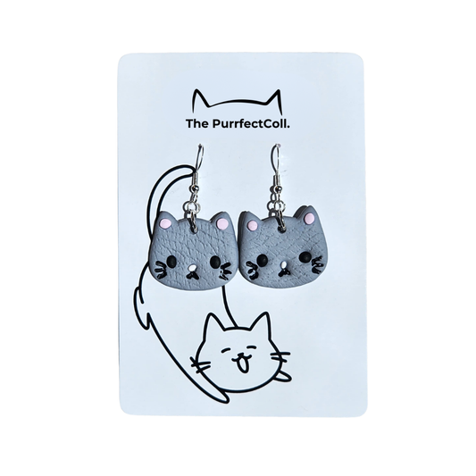 Grey Cat Meowmy Earrings