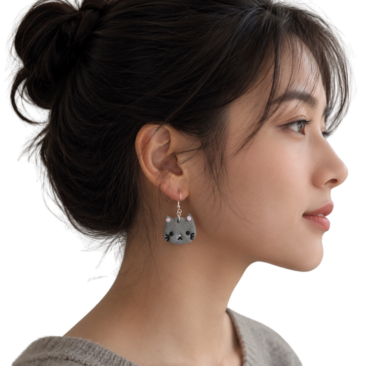 Grey Cat Meowmy Earrings