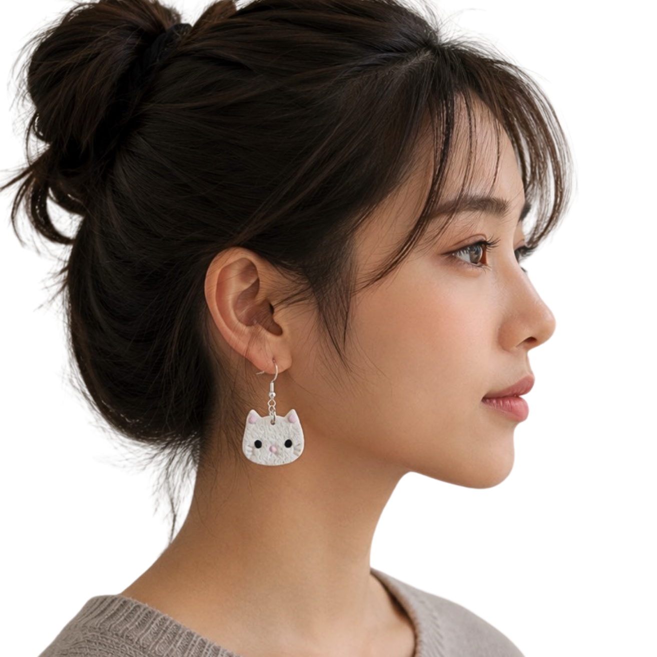 White Cat Meowmy Earrings